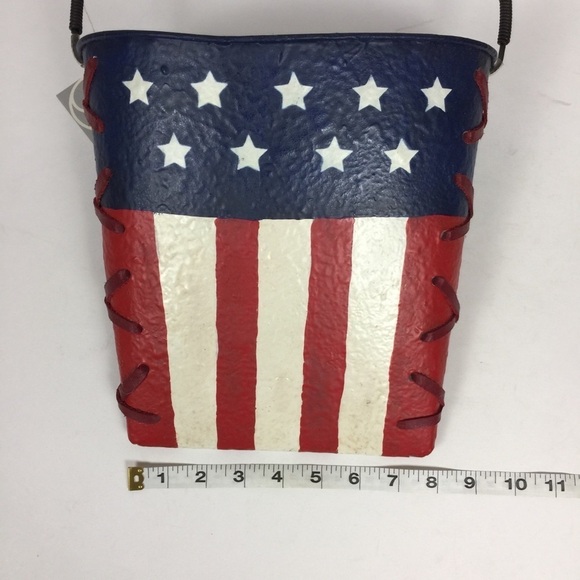 Dept. 56 Painted USA Flag Hanging Metal Bucket hang on front door with flowers - Picture 5 of 9